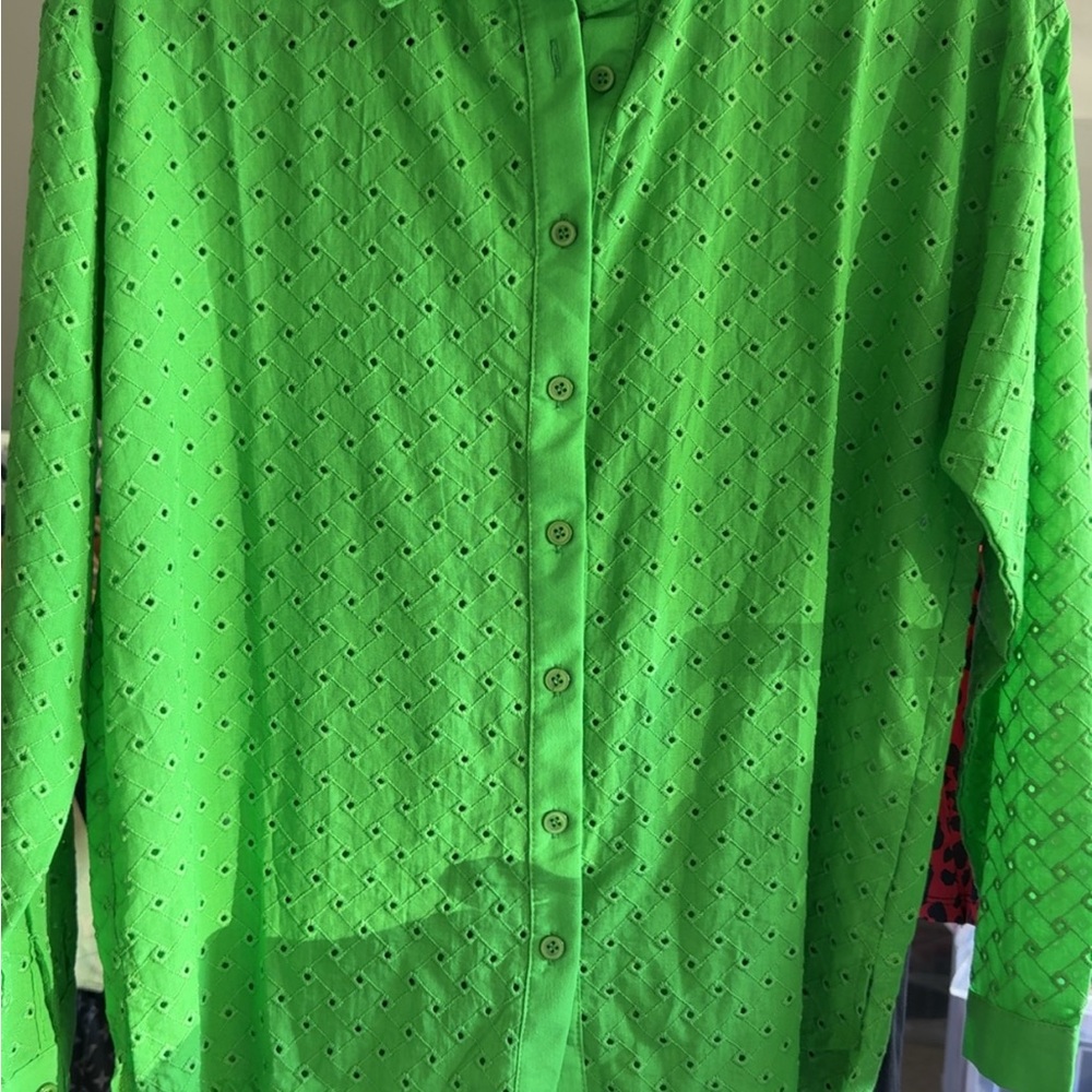 Vibrant Green Button-Up Shirt